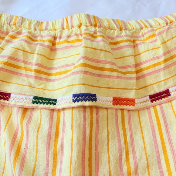 Anthropologie L Kopali Yellow Pink Mustard Striped Strapless Shorts Jumpsuit - Picture 5 of 15